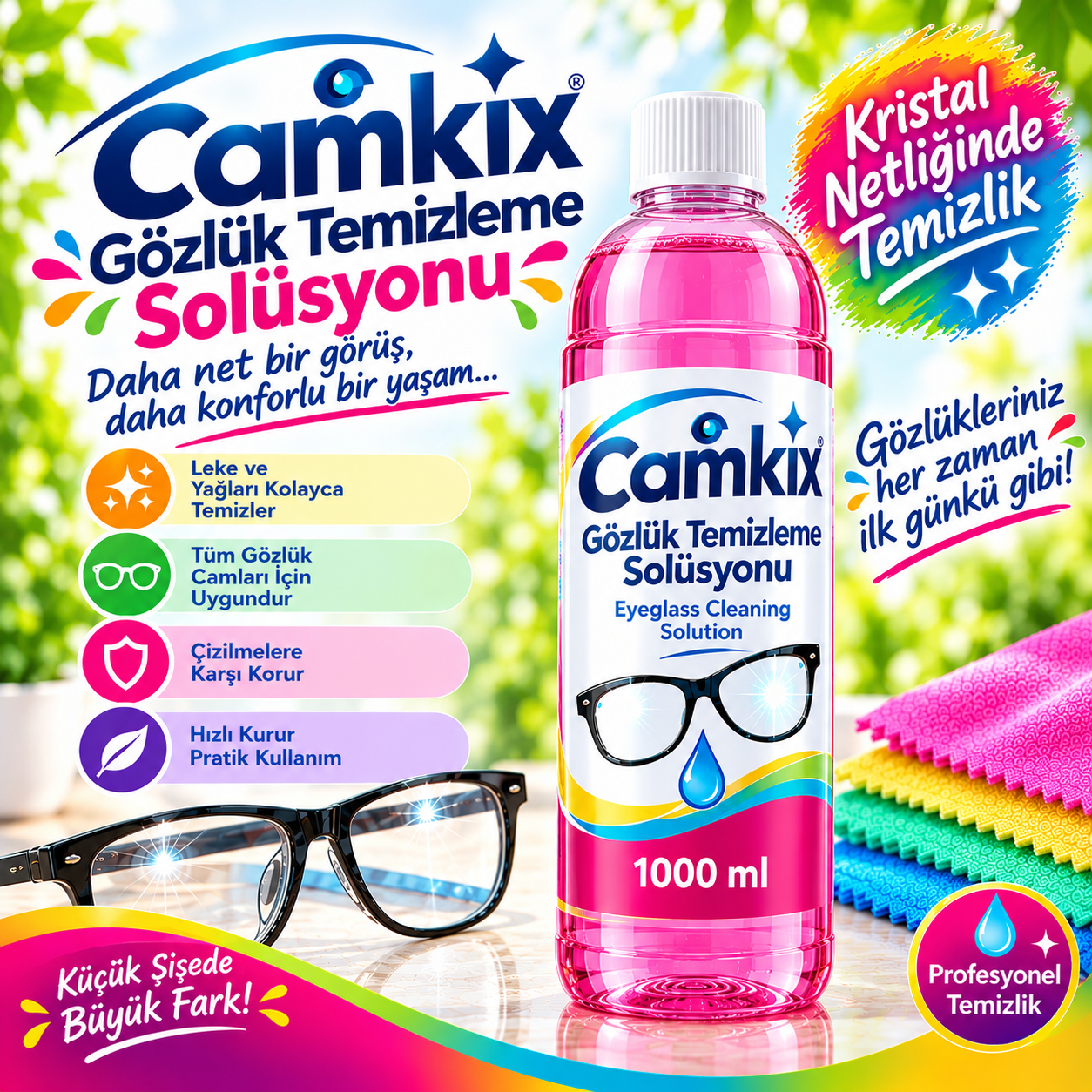 Camkix Gözlük Temizleme Solüsyonu 1000 ml.