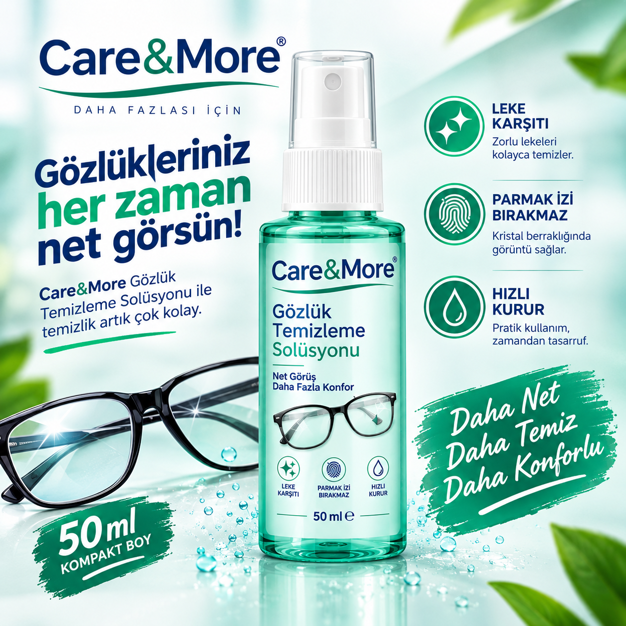 Care&More Gözlük Temizleme Solüsyonu 50 ml.