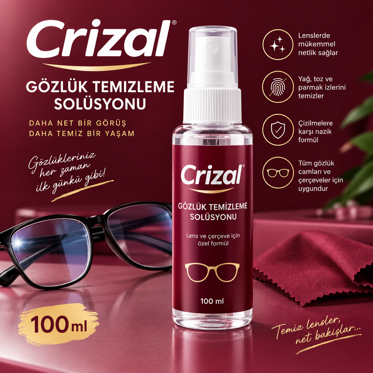 Crizal Gözlük Temizleme Solüsyonu 100 ml.