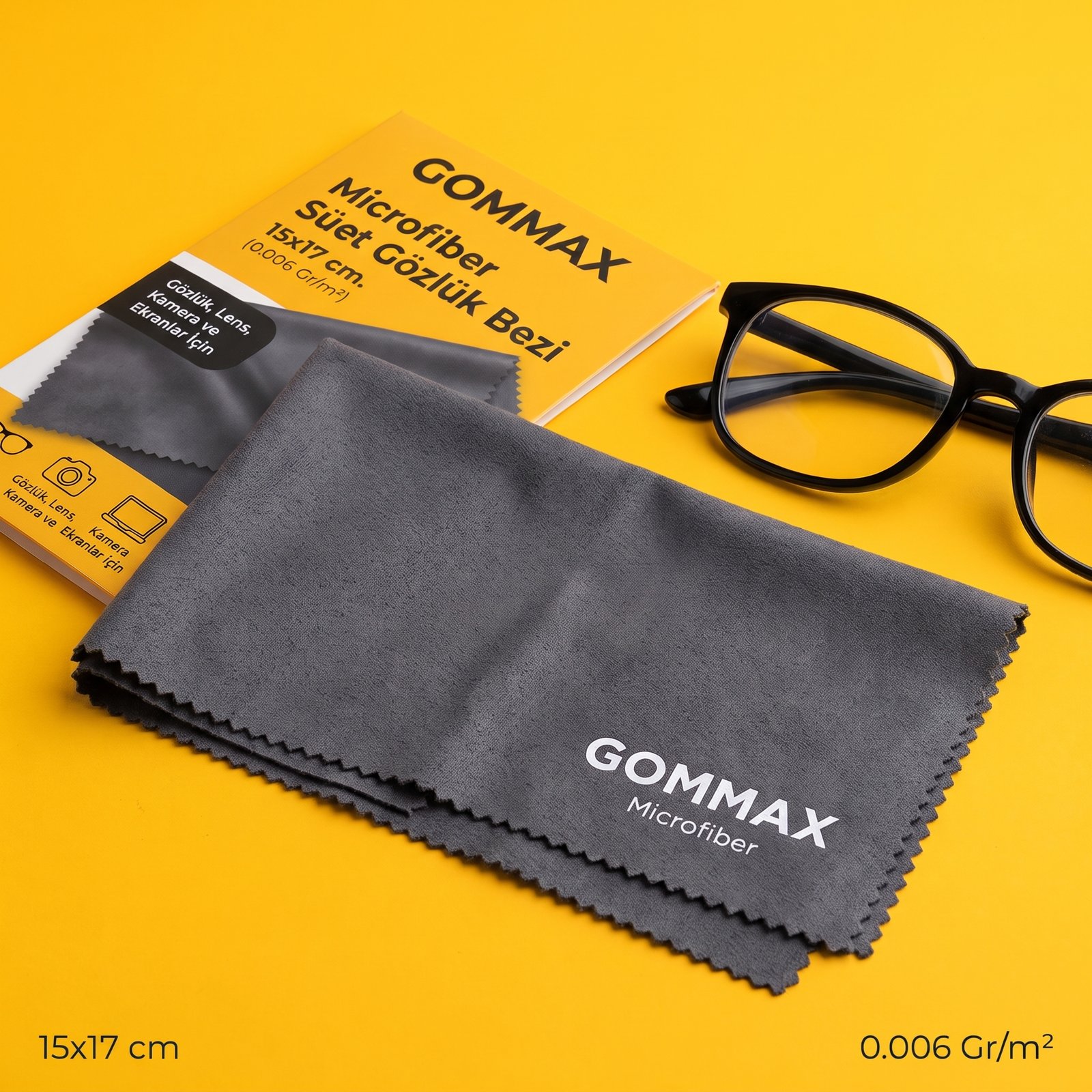 Gommax Microfiber Süet Gözlük Bezi 15x17 cm. (0.006 Gr/m2)