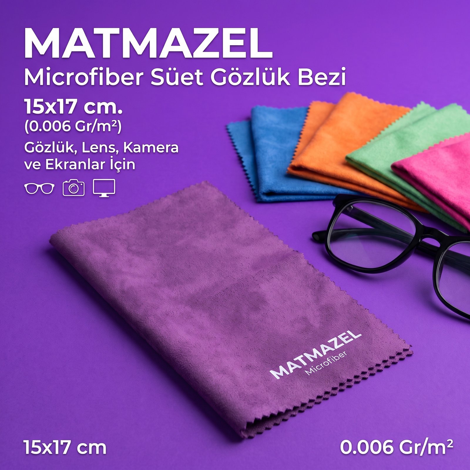 Matmazel Microfiber Süet Gözlük Bezi 15x17 cm. (0.006 Gr/m2)