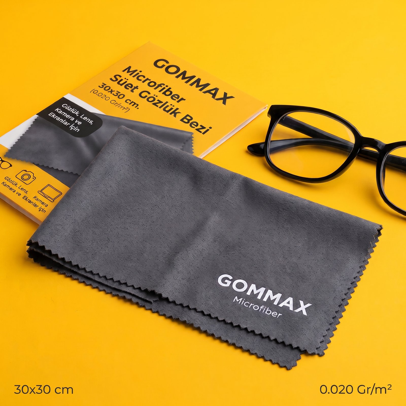 Gommax Microfiber Süet Gözlük Bezi 30x30 cm. (0.020 Gr/m2)