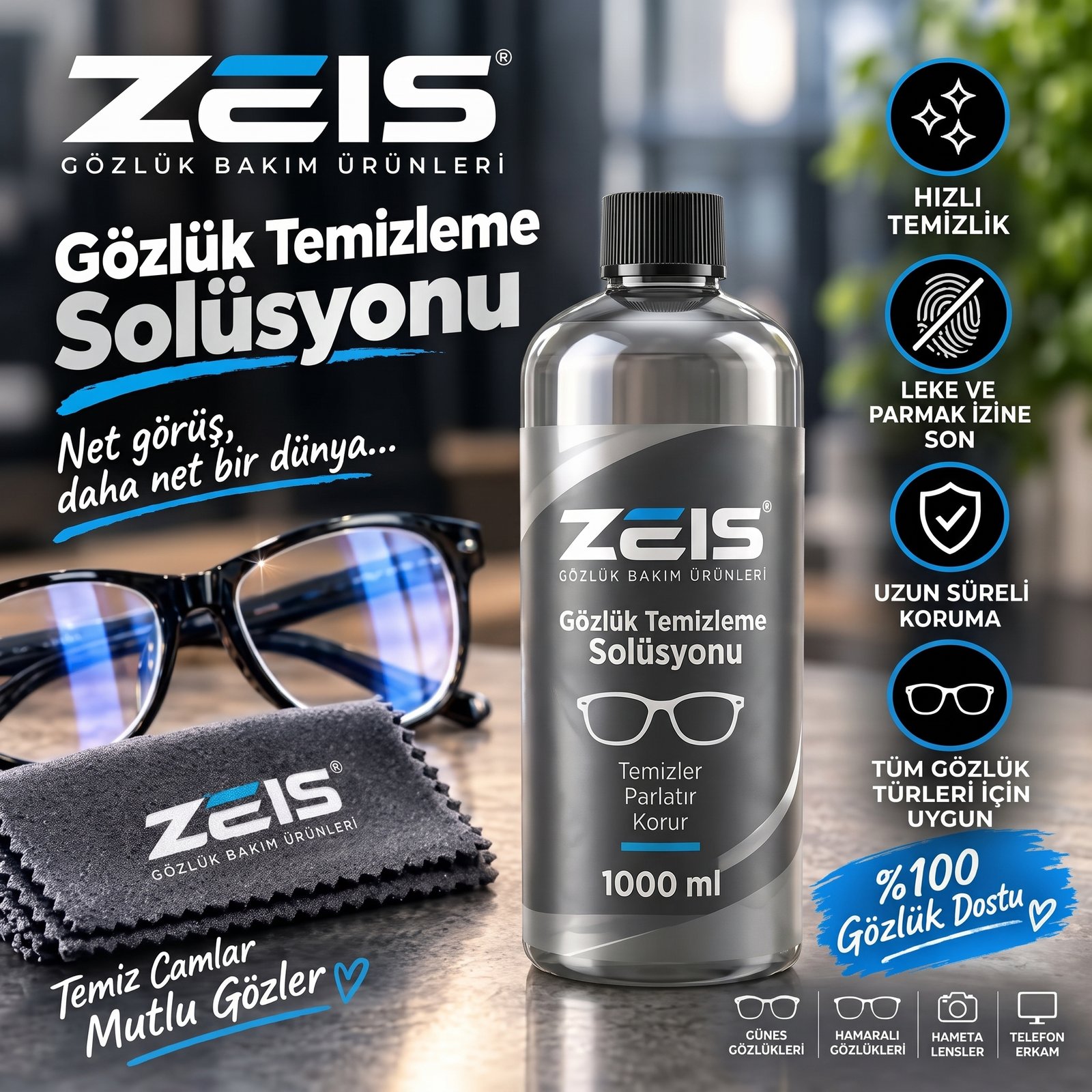 Zeis Gözlük Temizleme Solüsyonu 1000 ml.