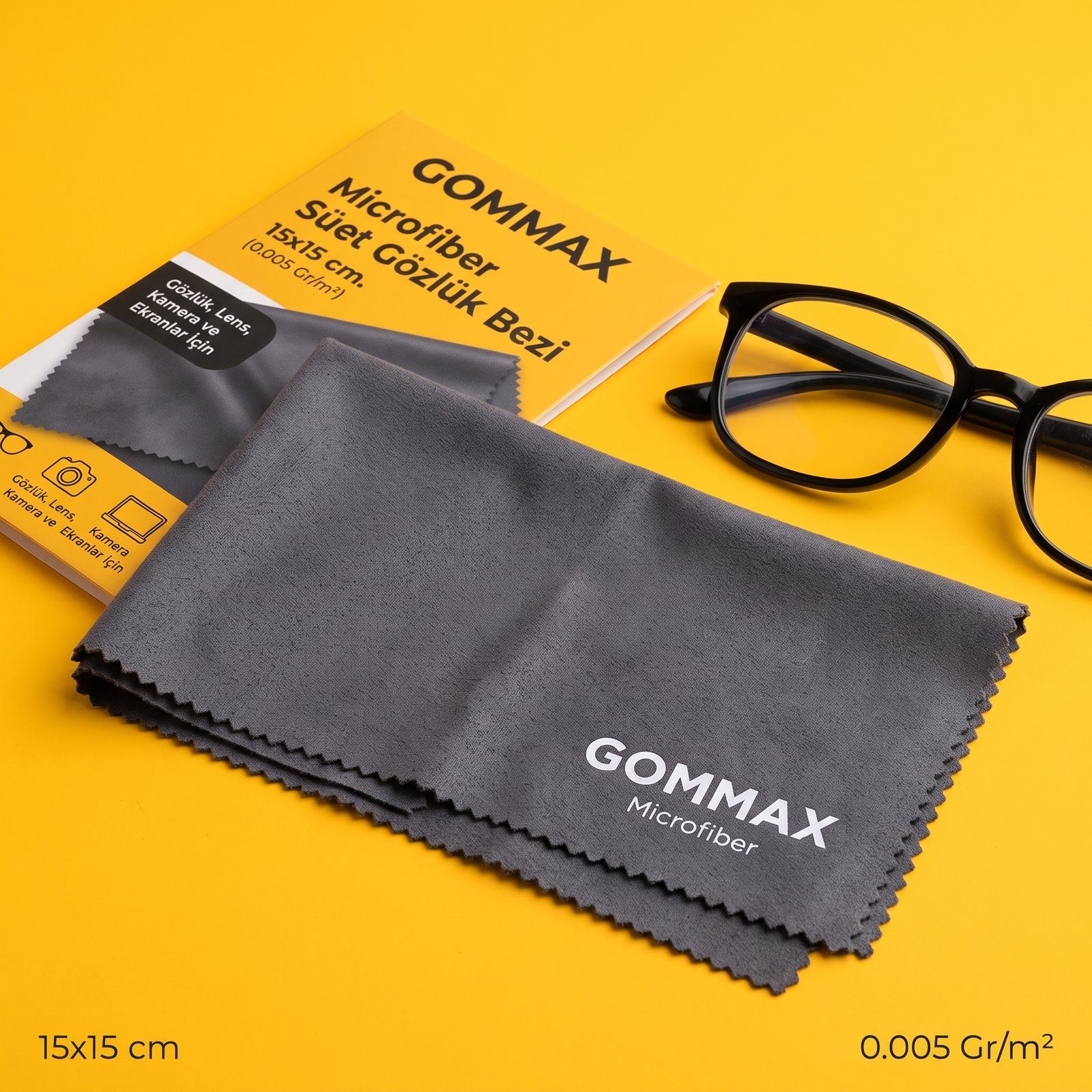 Gommax Microfiber Süet Gözlük Bezi 15x15 cm. (0.005 Gr/m2)
