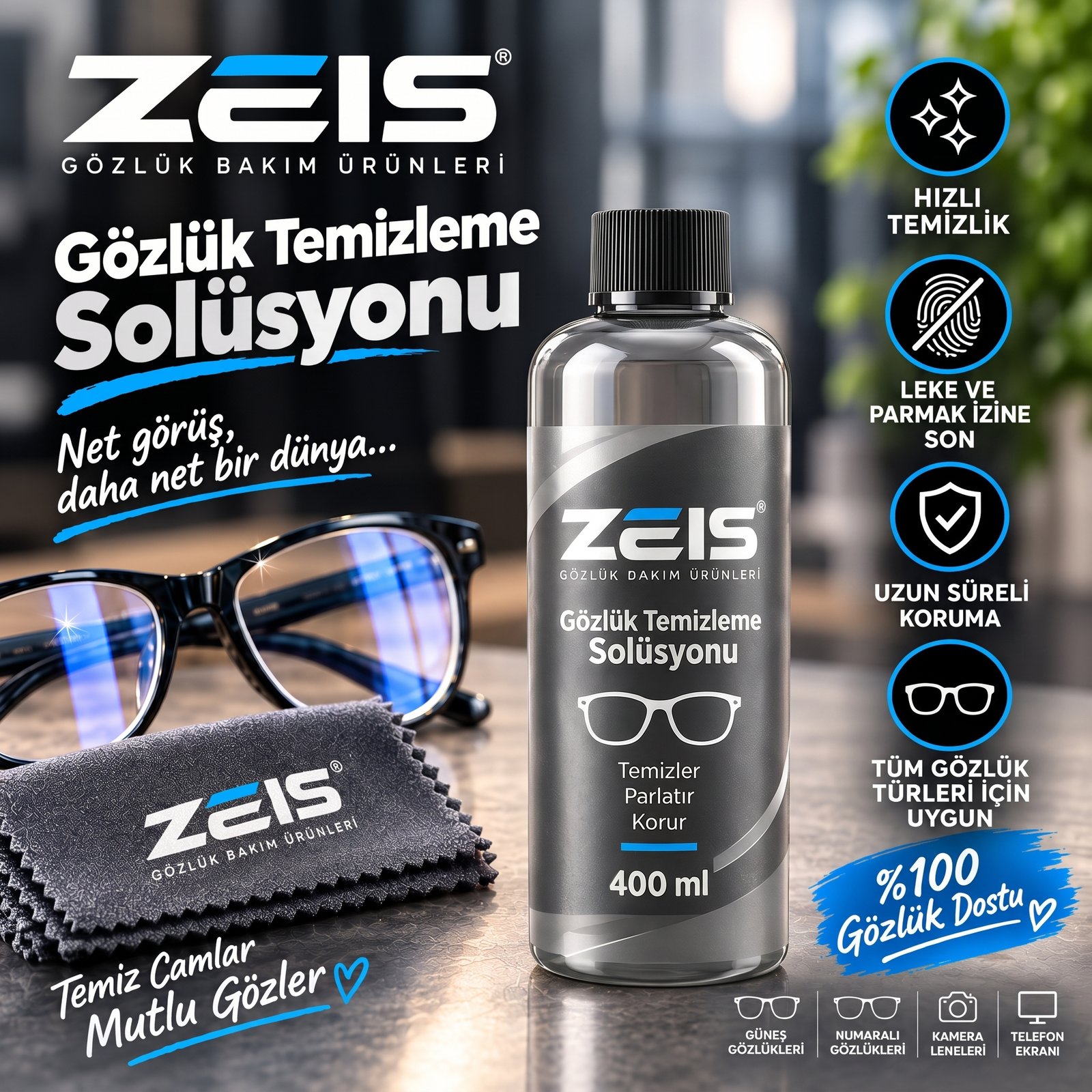 Zeis Gözlük Temizleme Solüsyonu 400 ml.