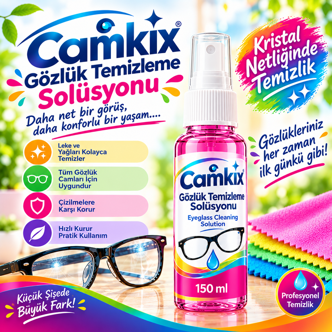 Camkix Gözlük Temizleme Solüsyonu 150 ml.
