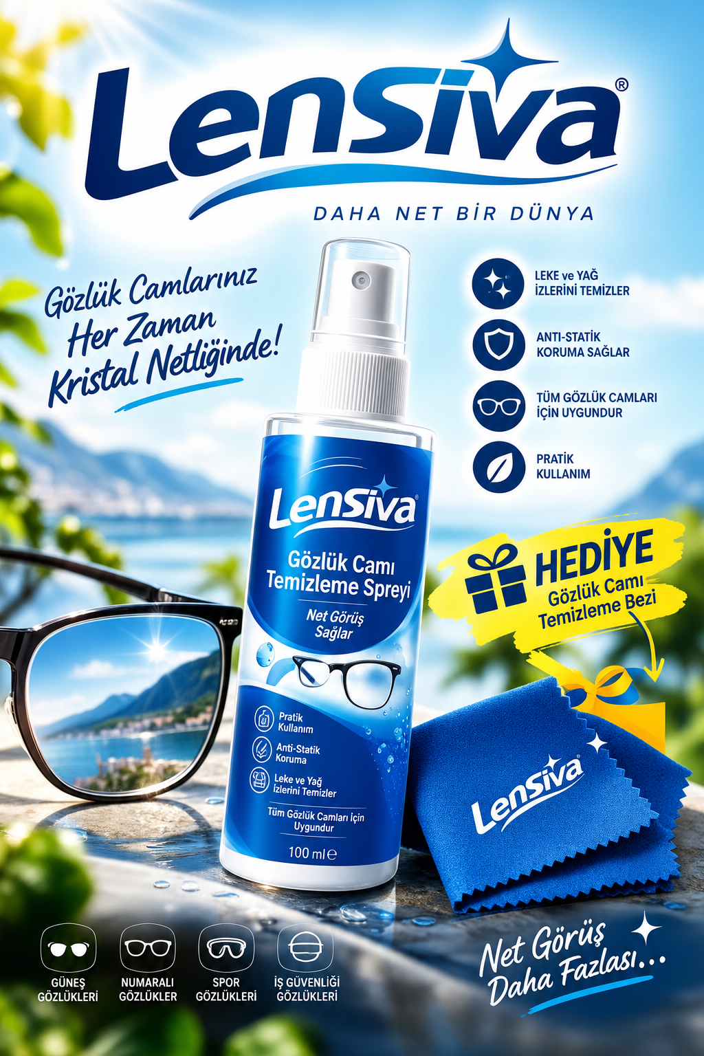 Lensiva Gözlük Temizleme Solüsyonu 100 ml.