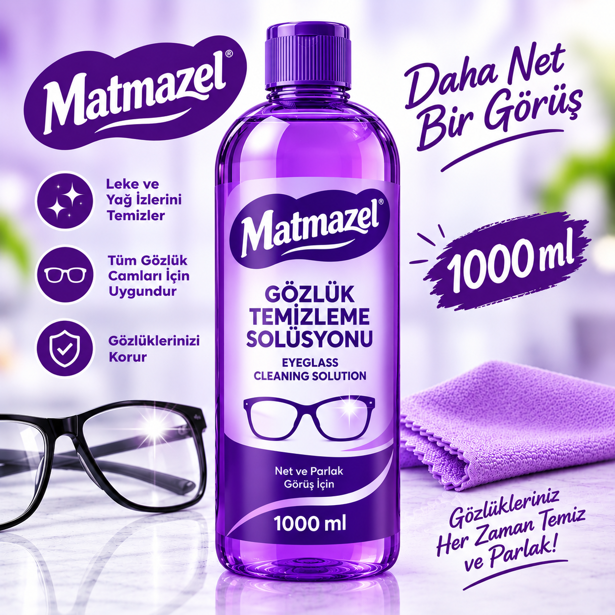Matmazel Gözlük Temizleme Solüsyonu 1000 ml.