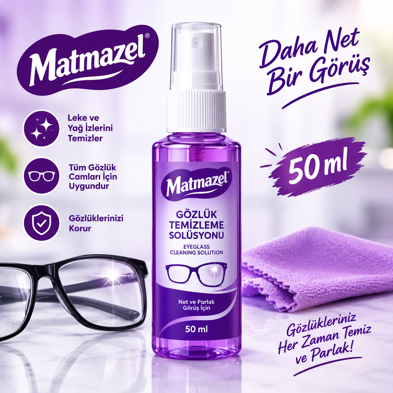 Matmazel Gözlük Temizleme Solüsyonu 50 ml.