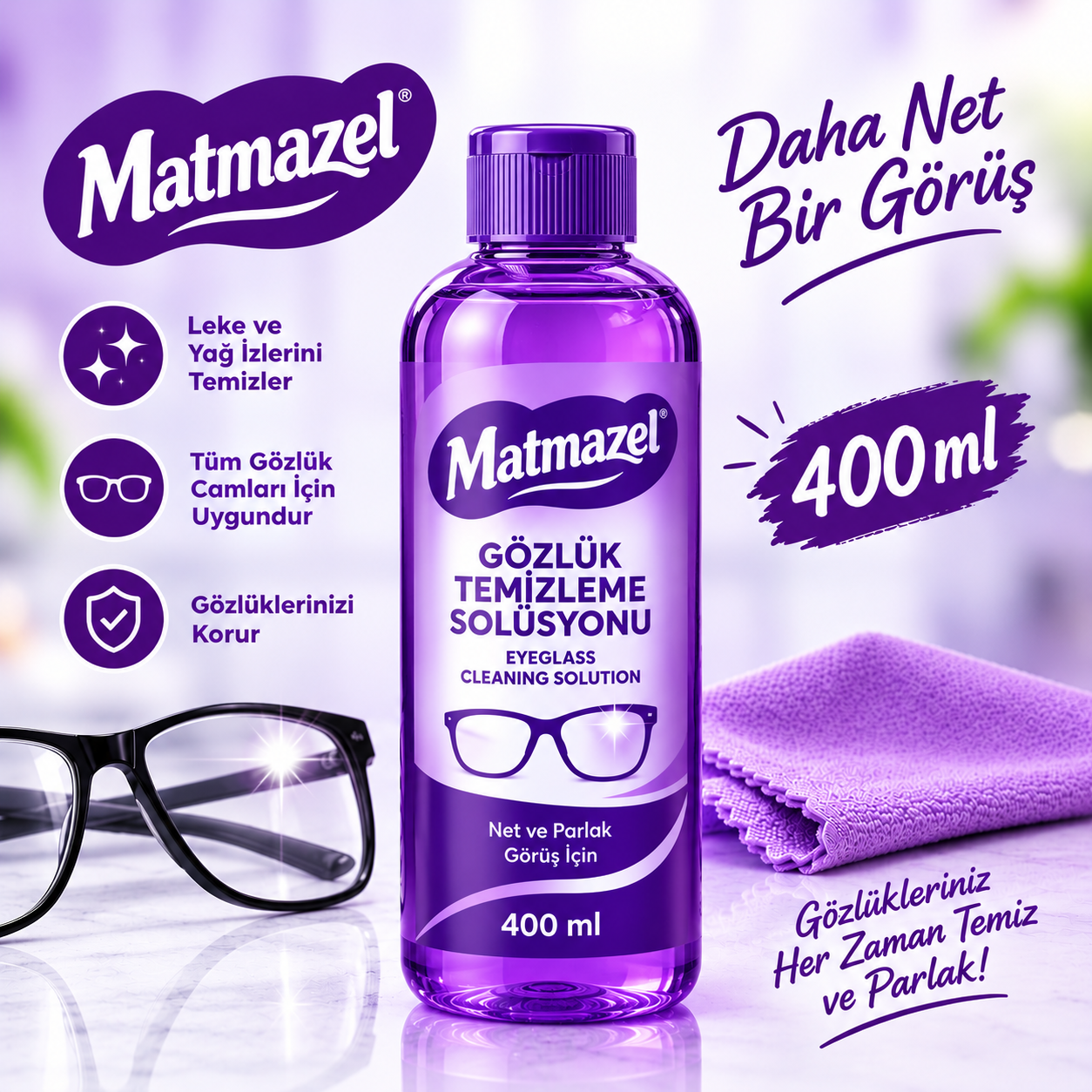 Matmazel Gözlük Temizleme Solüsyonu 400 ml.