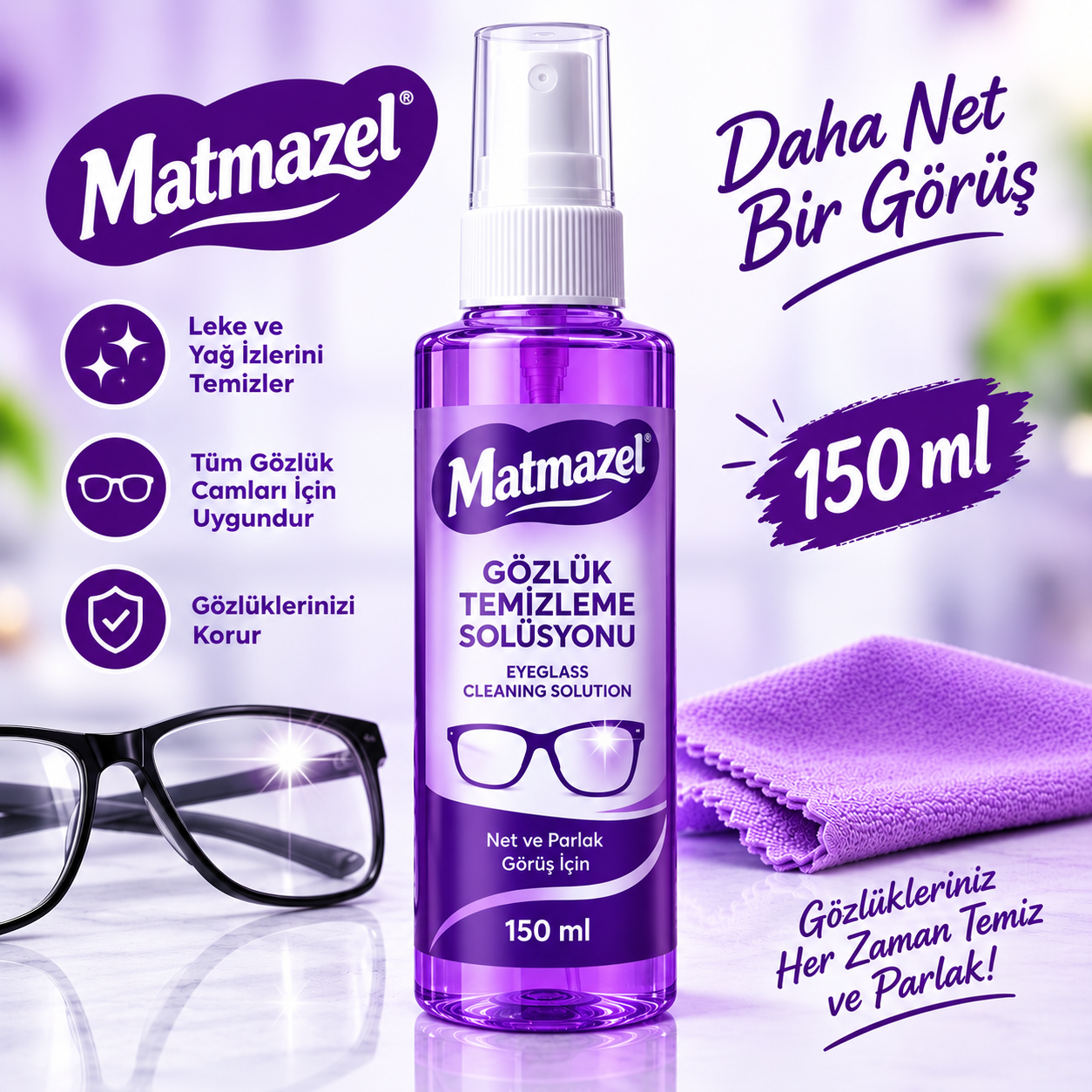 Matmazel Gözlük Temizleme Solüsyonu 150 ml.