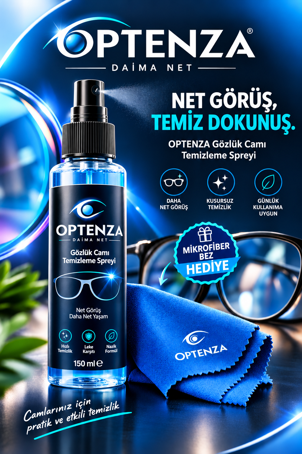Optenza Gözlük Temizleme Solüsyonu 150 ml.