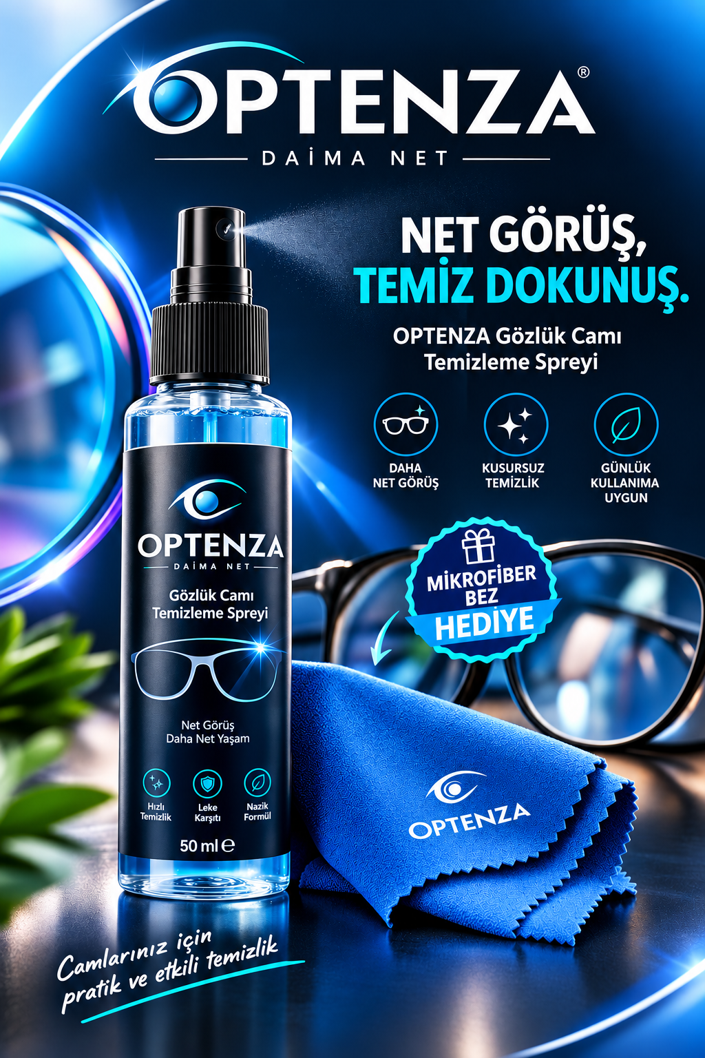 Optenza Gözlük Temizleme Solüsyonu 50 ml.