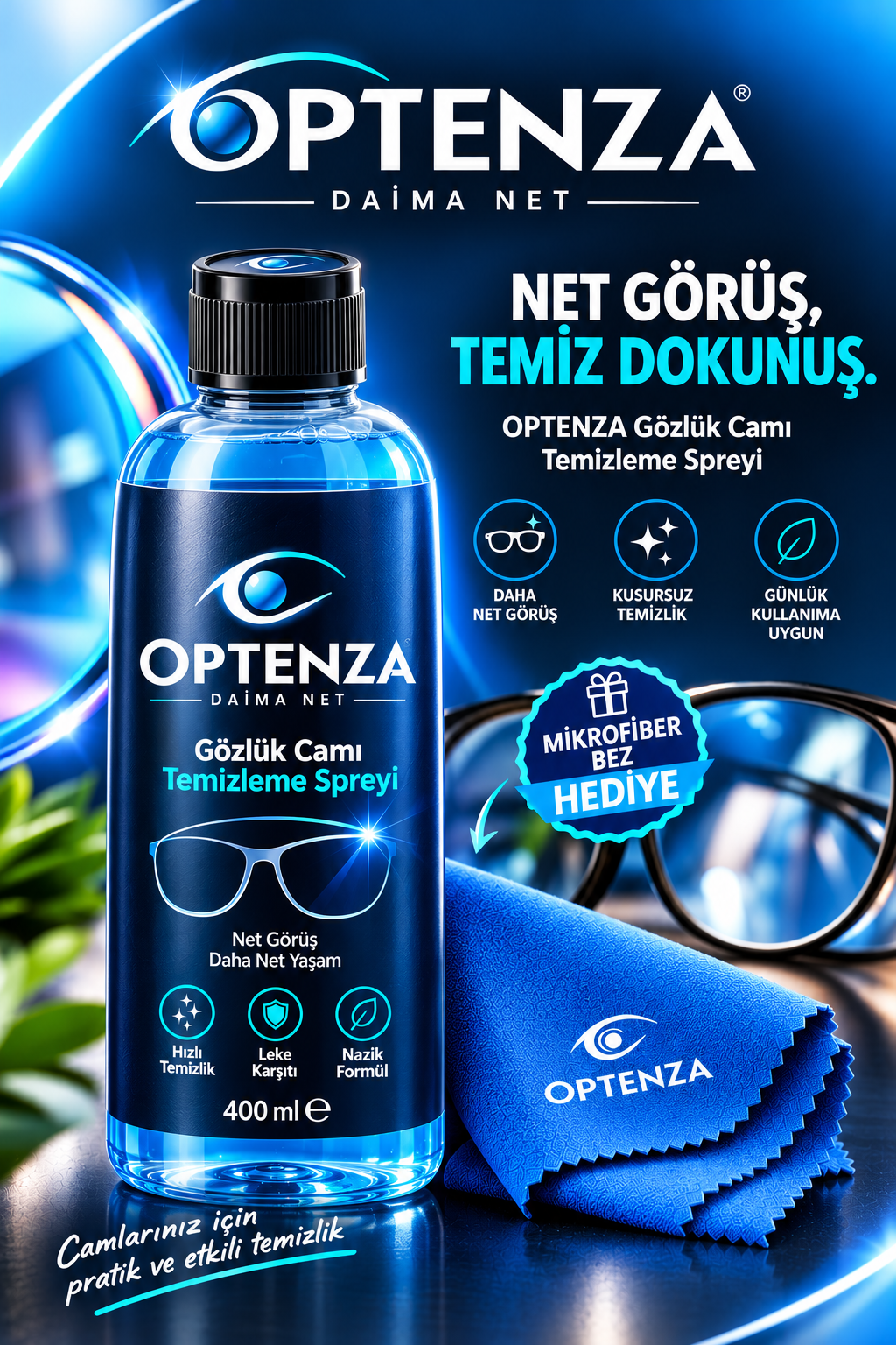 Optenza Gözlük Temizleme Solüsyonu 400 ml.