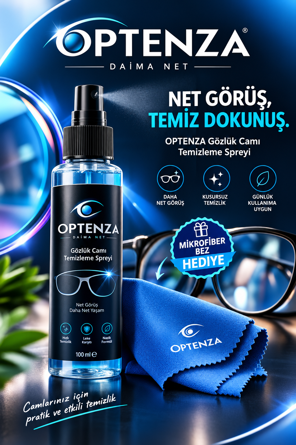 Optenza Gözlük Temizleme Solüsyonu 100 ml.