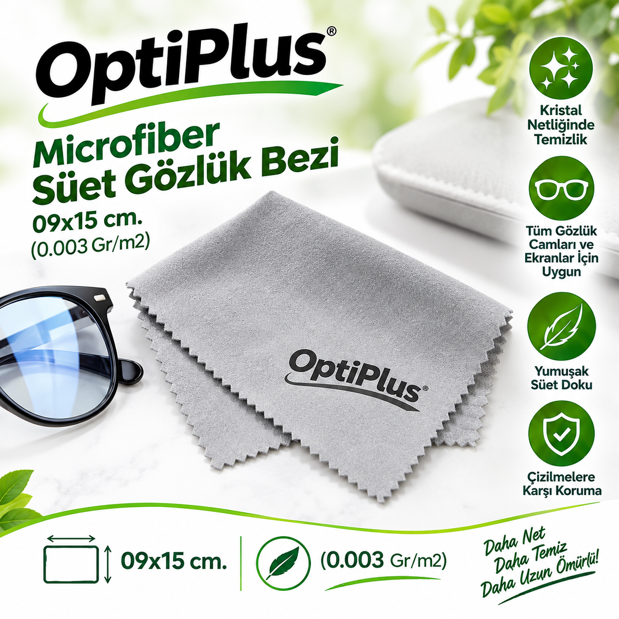 OptiPlus Microfiber Süet Gözlük Bezi 09x15 cm. (0.003 Gr/m2)