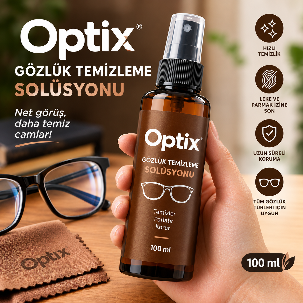 Optix Gözlük Temizleme Solüsyonu 100 ml.