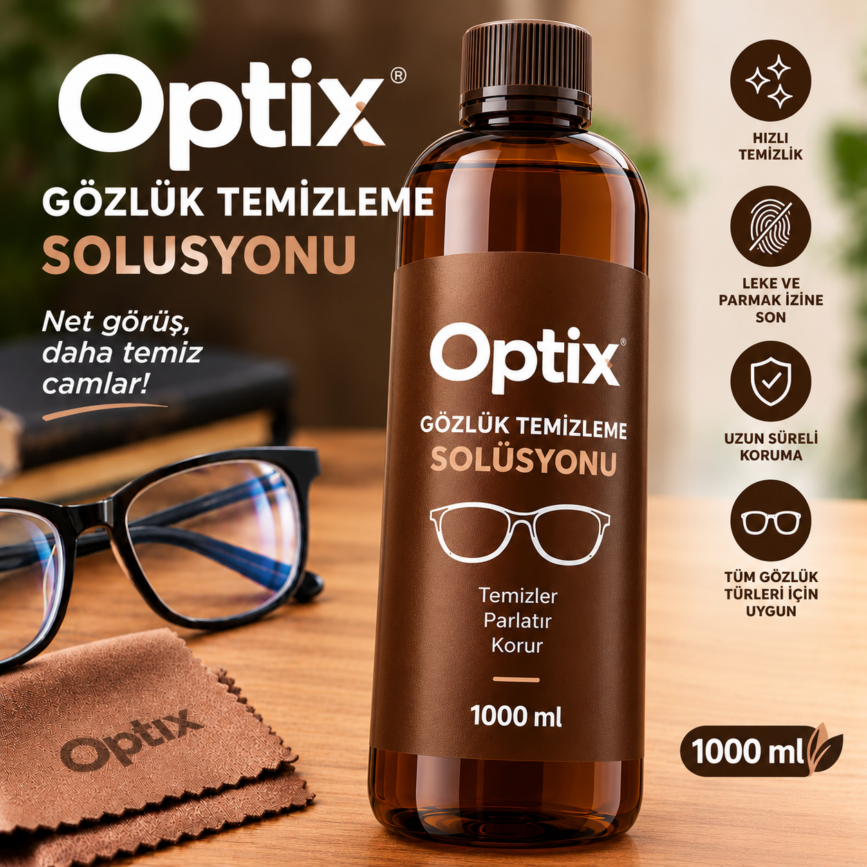 Optix Gözlük Temizleme Solüsyonu 1000 ml.