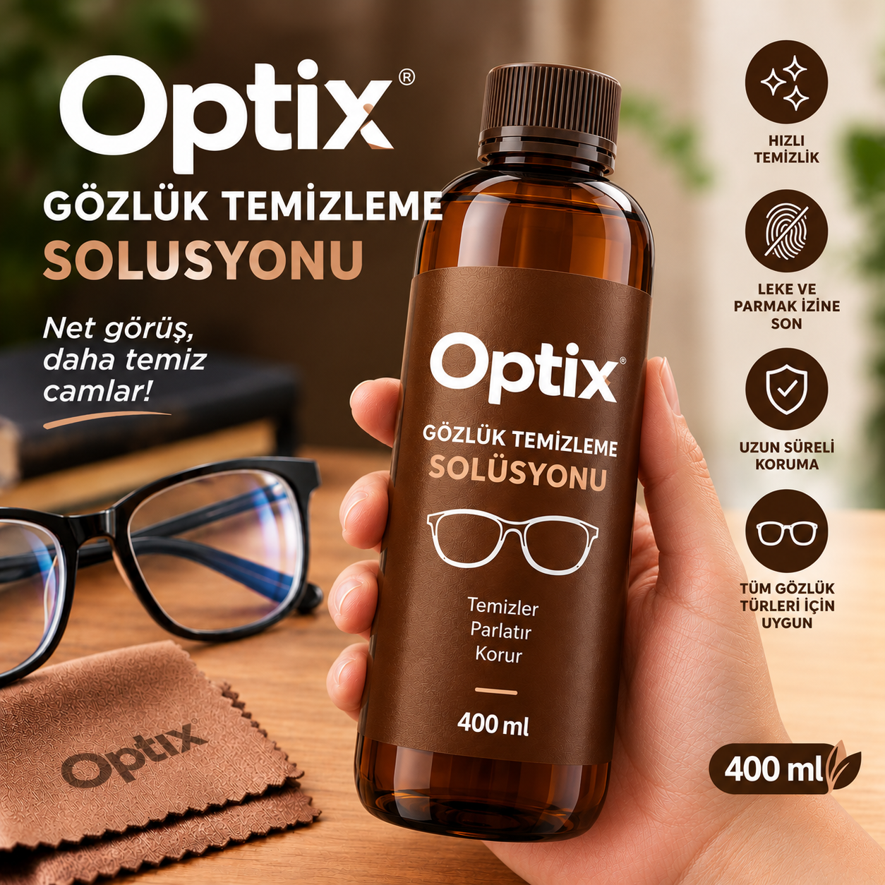 Optix Gözlük Temizleme Solüsyonu 400 ml.