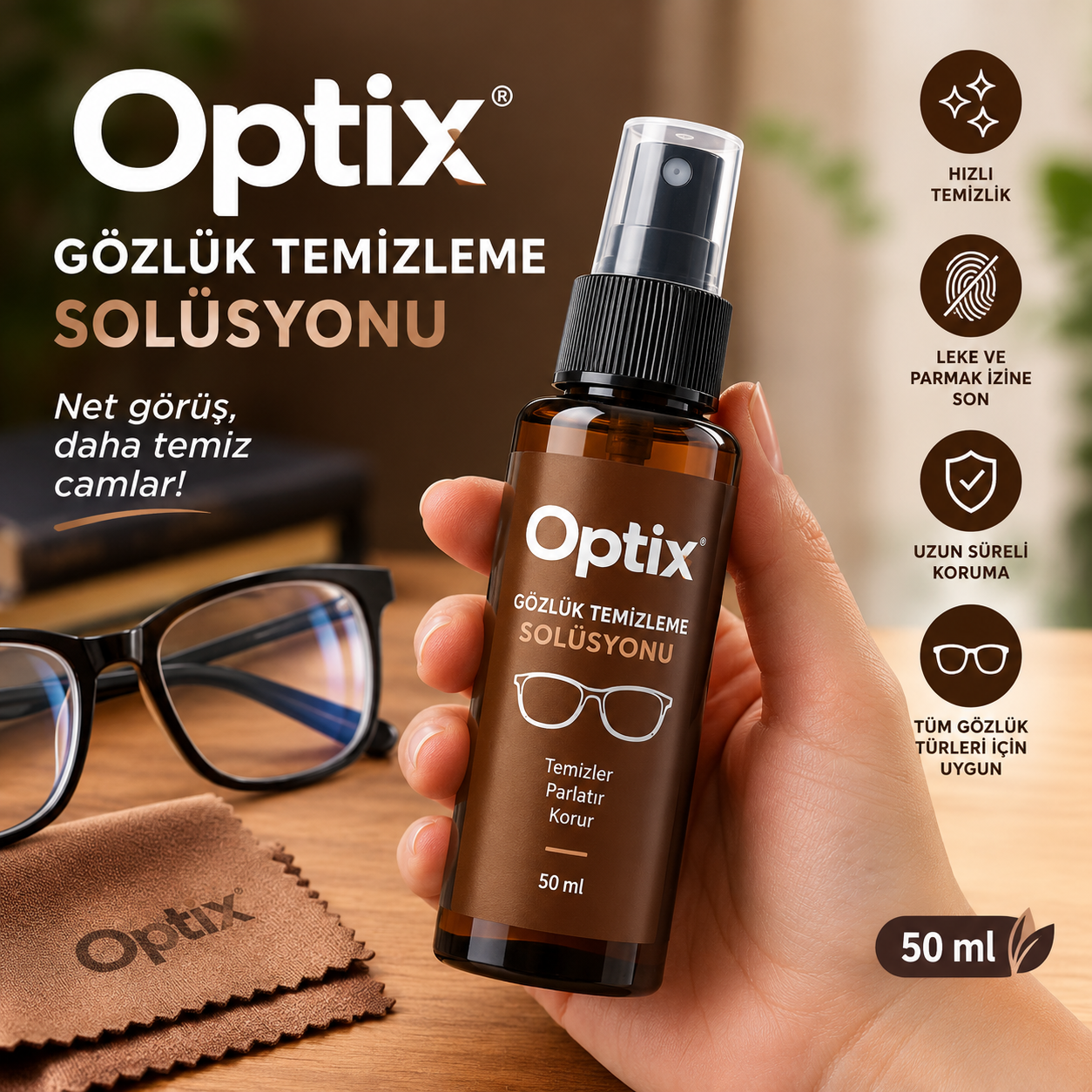 Optix Gözlük Temizleme Solüsyonu 50 ml.