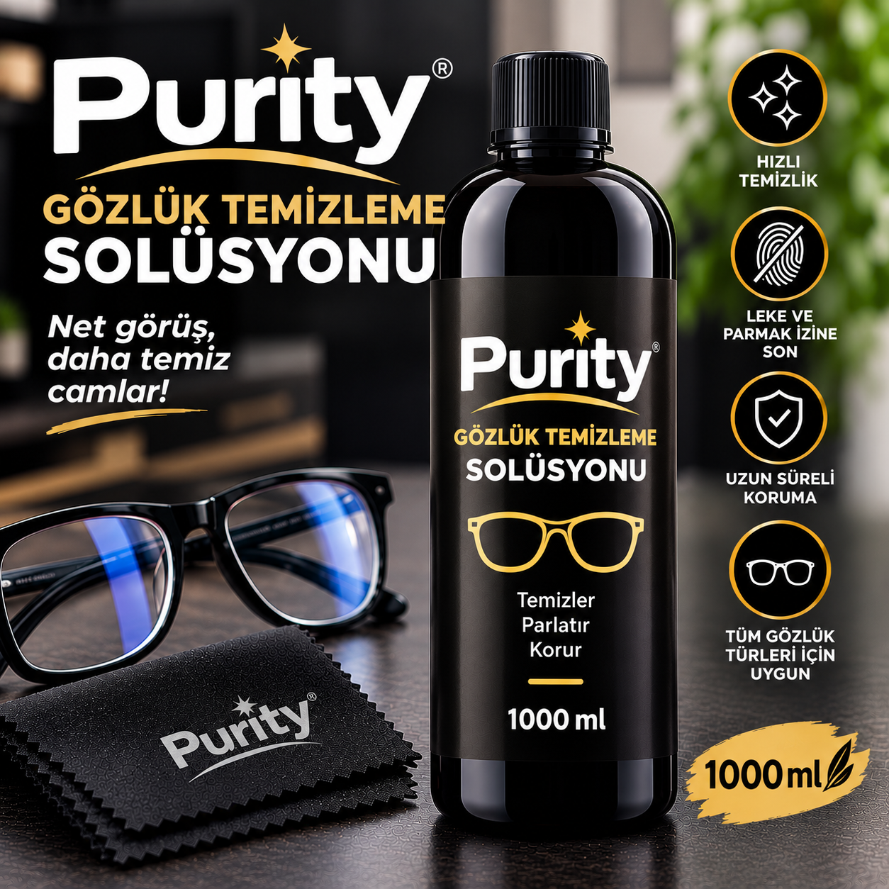Purity Gözlük Temizleme Solüsyonu 1000 ml.