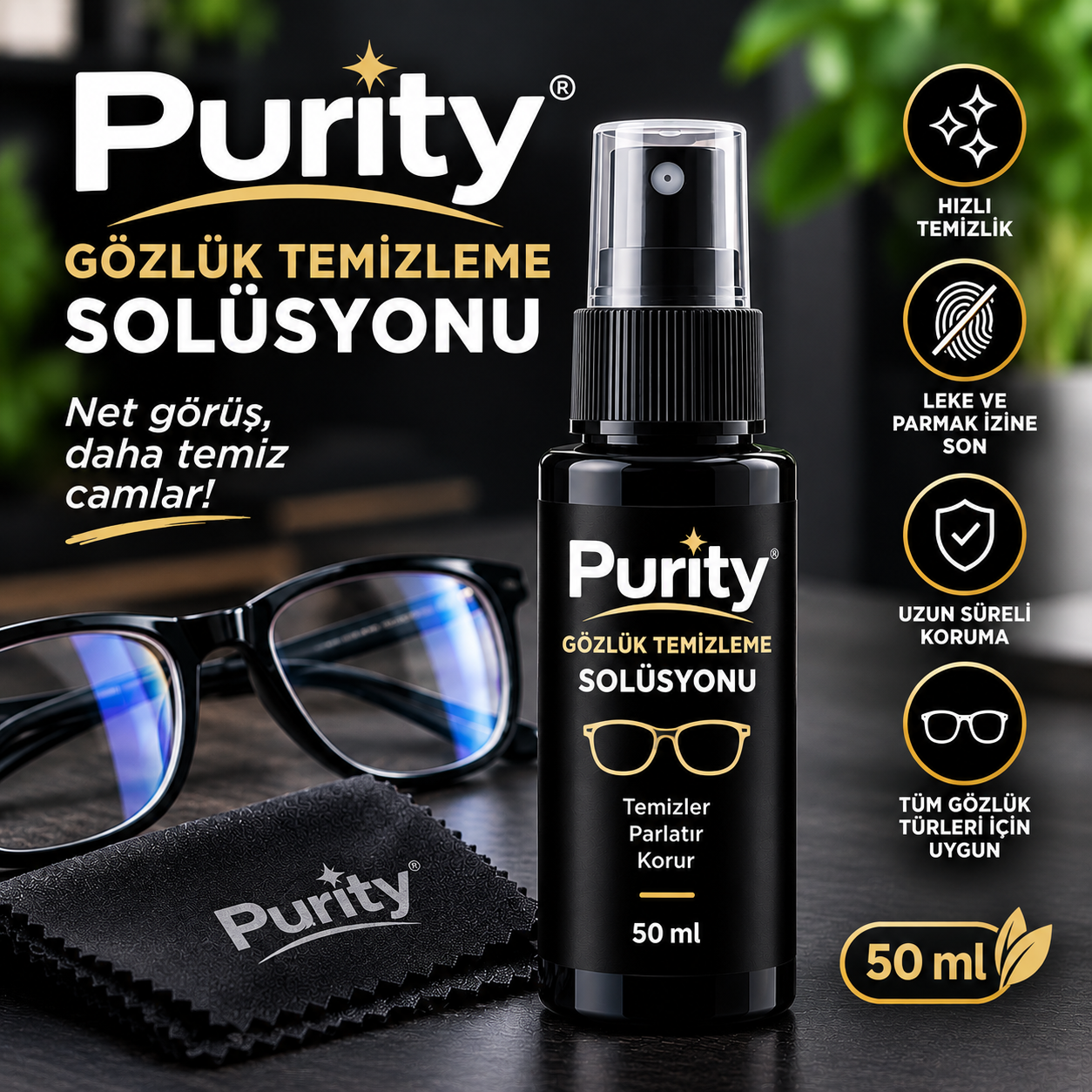 Purity Gözlük Temizleme Solüsyonu 50 ml.