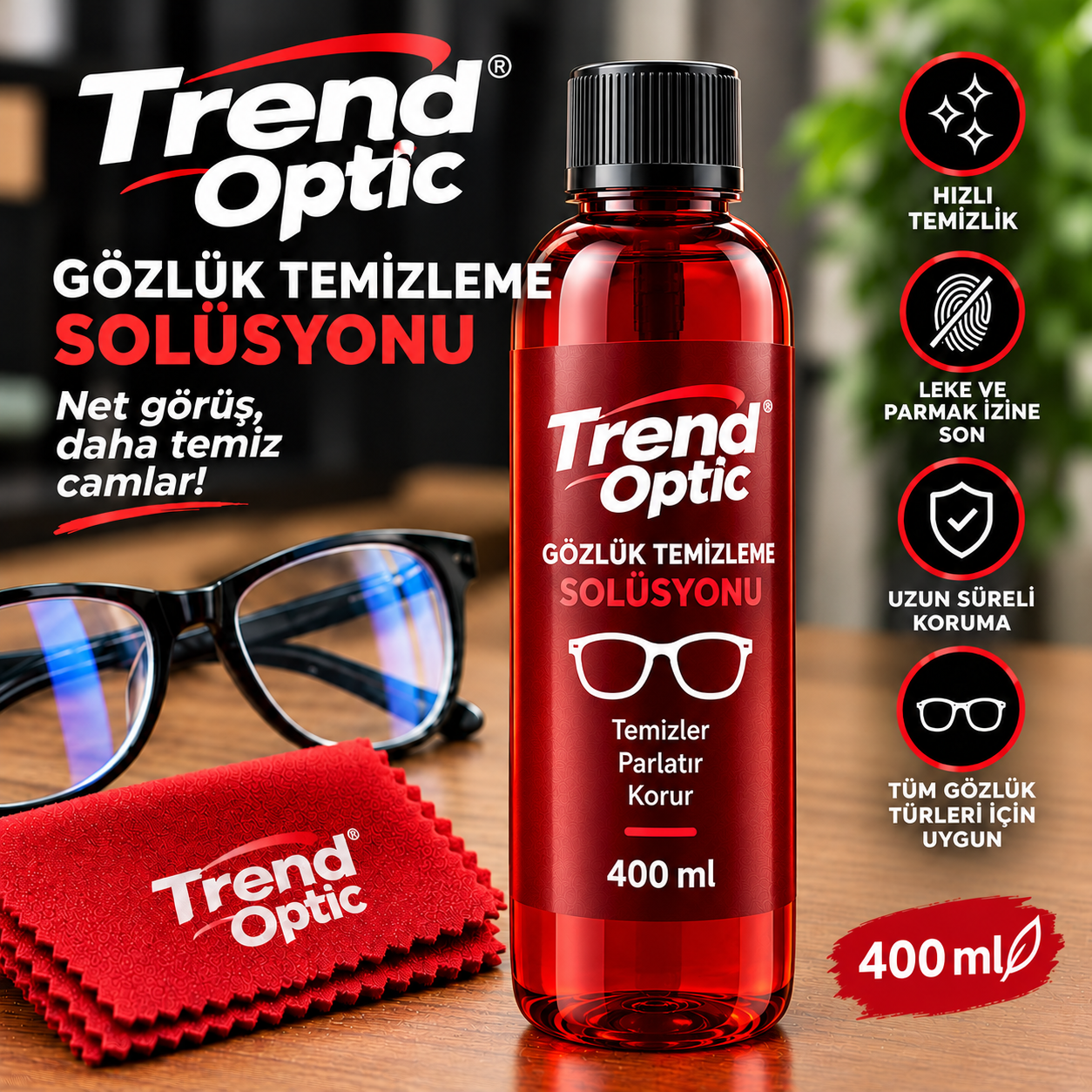 Trend Optic Gözlük Temizleme Solüsyonu 400 ml.