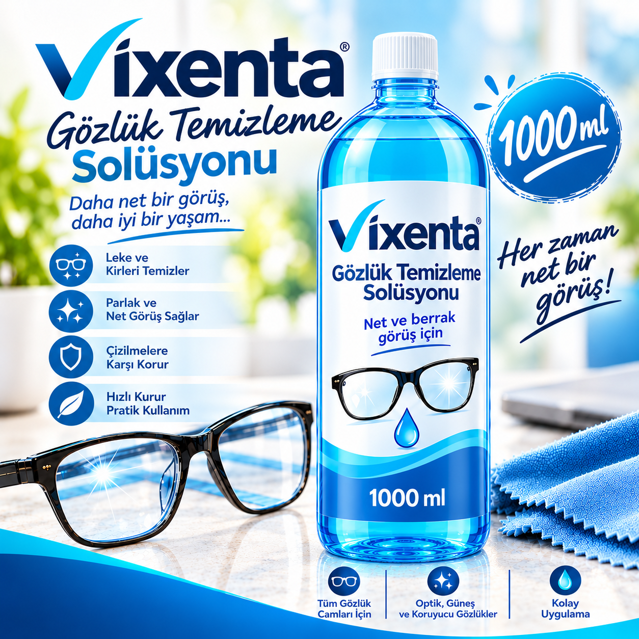 Vixenta Gözlük Temizleme Solüsyonu 1000 ml.