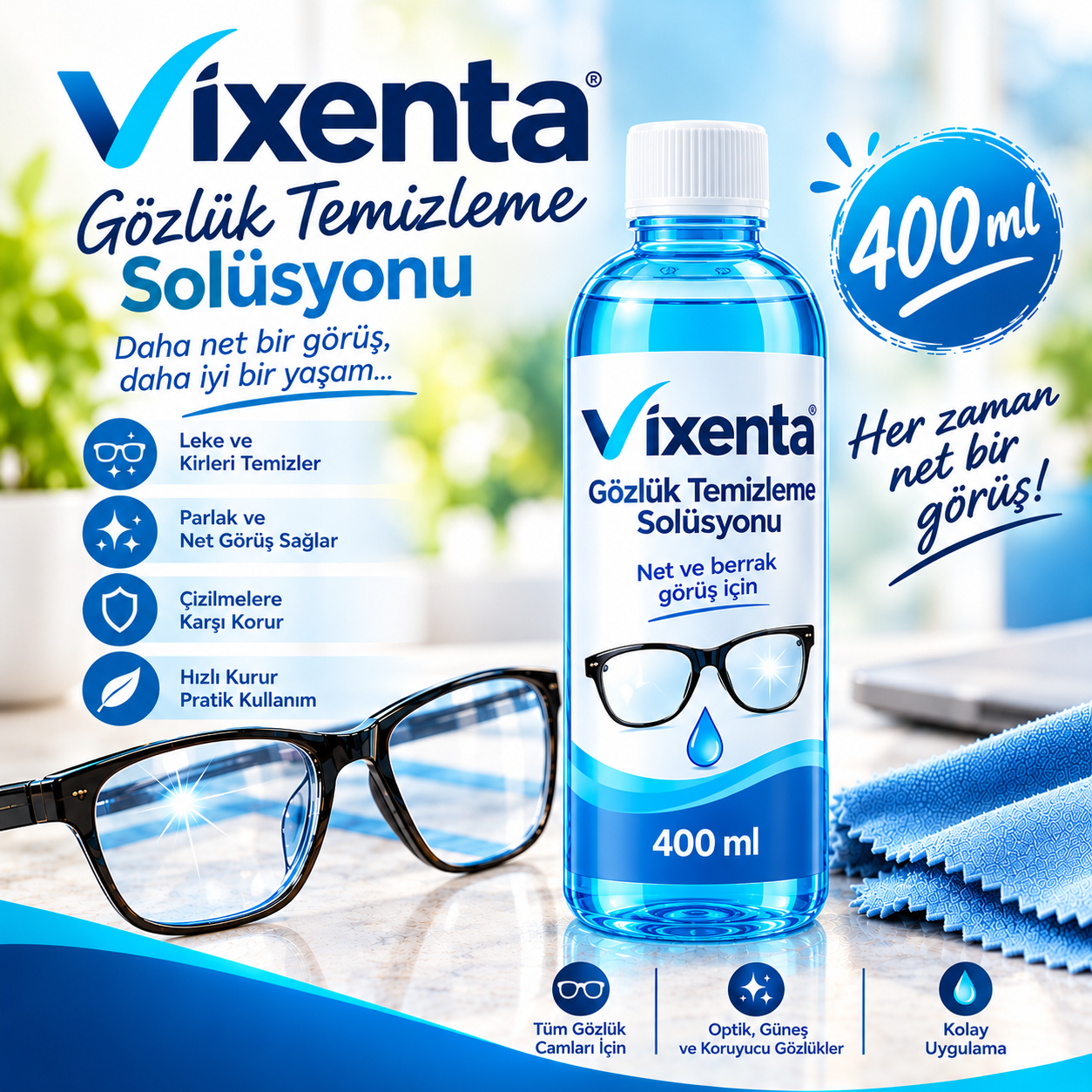Vixenta Gözlük Temizleme Solüsyonu 400 ml.