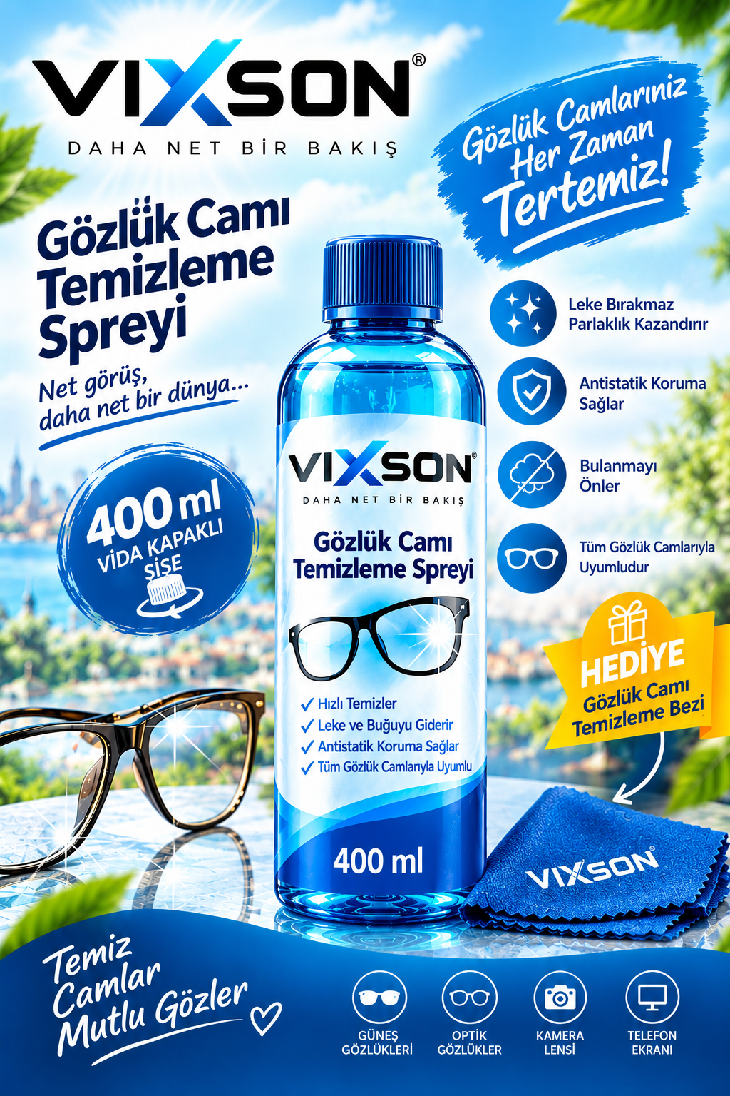 Vixson Gözlük Temizleme Solüsyonu 400 ml.