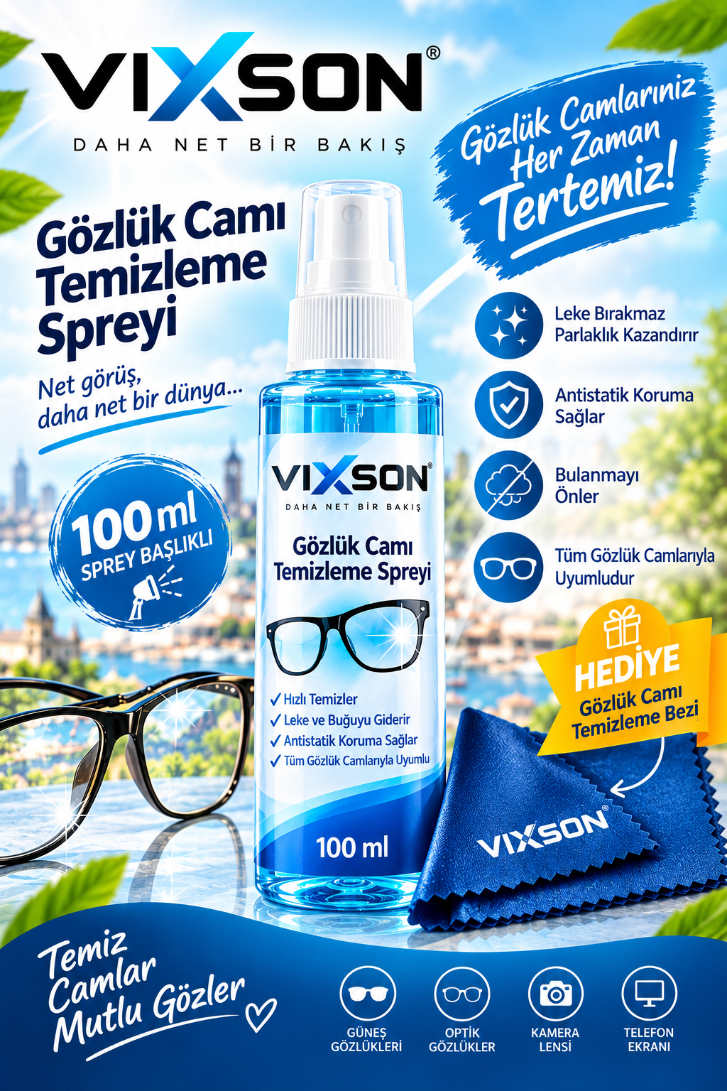 Vixson Gözlük Temizleme Solüsyonu 100 ml.