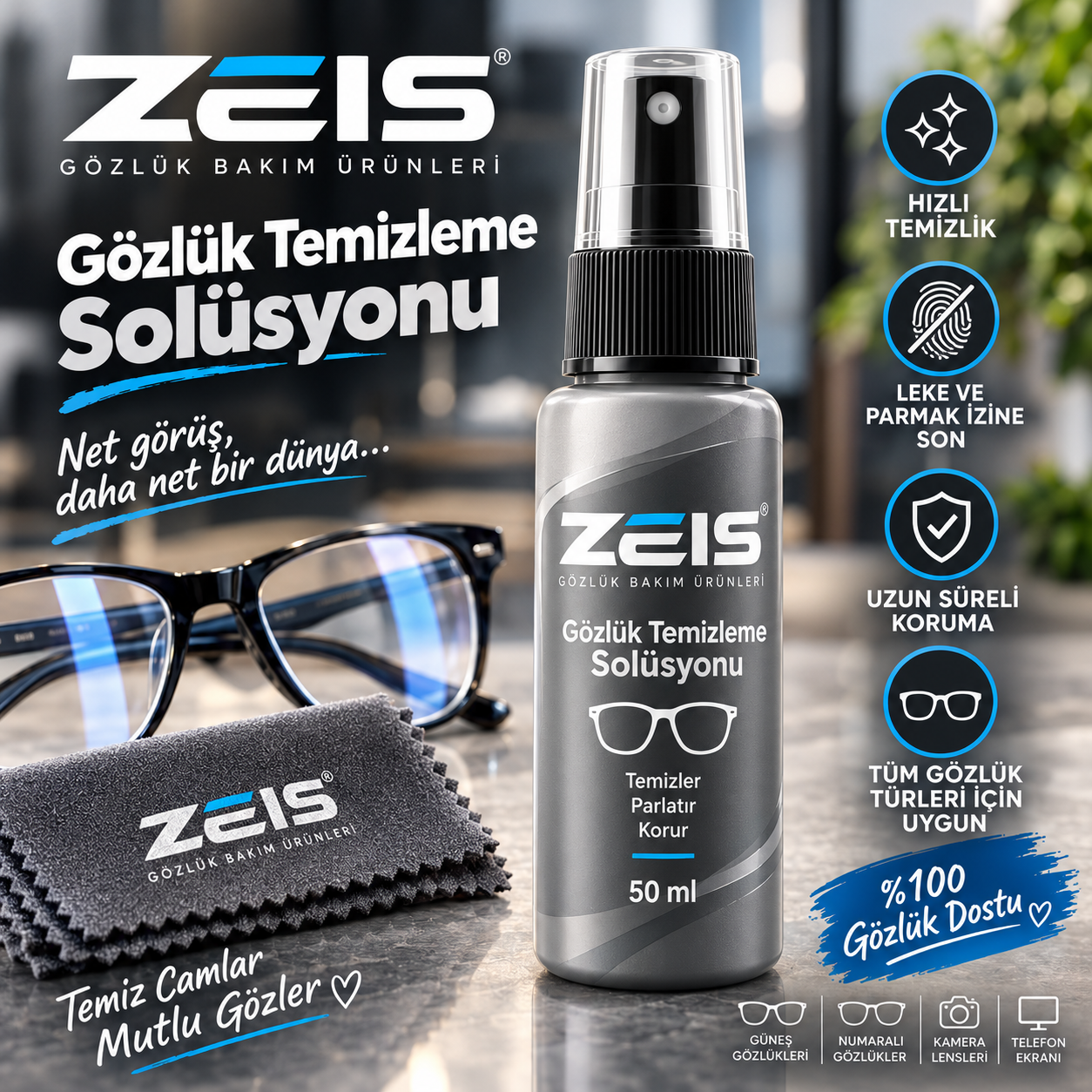 Zeis Gözlük Temizleme Solüsyonu 50 ml.